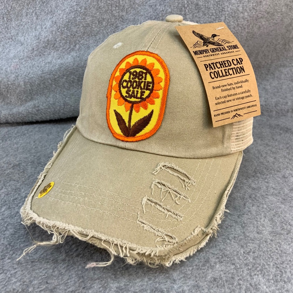 Vtg Girl Scout 1981 Cookie Sale Patch Trucker Hat Distressed NWT
